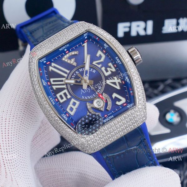 replica Best Franck Muller Vanguard Yachting v45 Diamond Rose Gold Dial es WATCHES 4