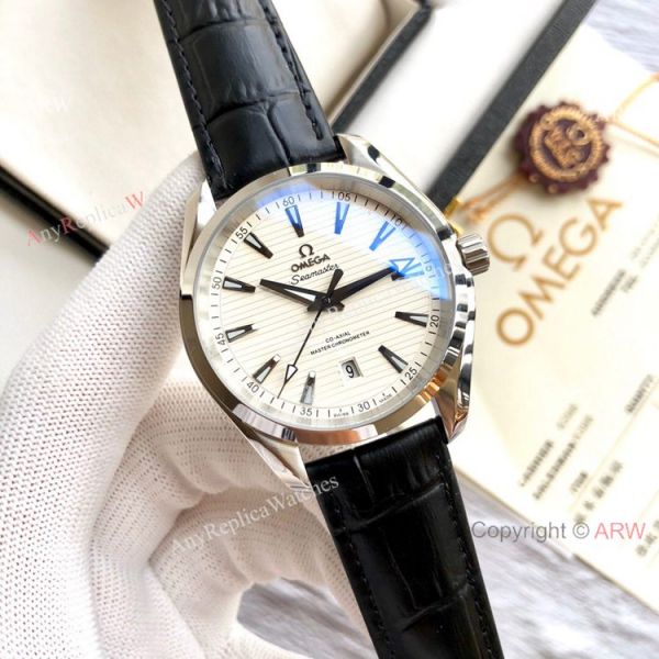 replica Best Quality Omega Seamaster Aqua Terra Copy es Brown Leather Strap WATCHES 4