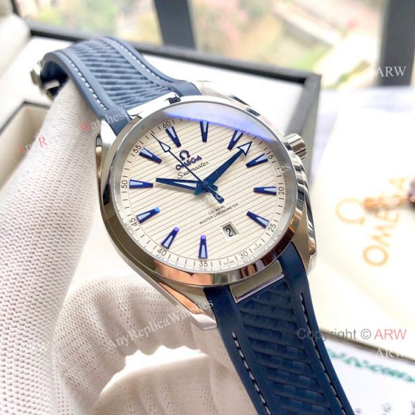 replica Copy Omega Aqua Terra 150M es SS Gray Dial Blue Markers WATCHES 4