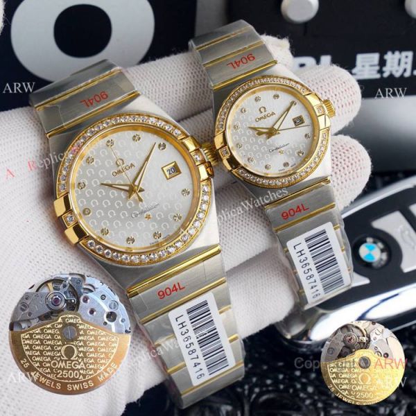 replica Copy Omega Constellation Logo Face Automatic Omega Couple WATCHES 4