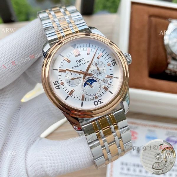 replica Copy IWC Schaffhausen Moonphase Two Tone Rose Gold WATCHES 4