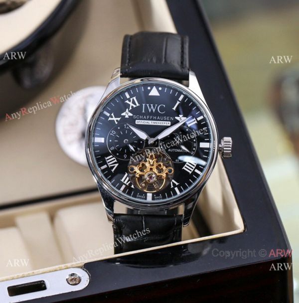 replica New IWC Schaffhausen Complications Men White Dial Brown Leather Strap WATCHES 4