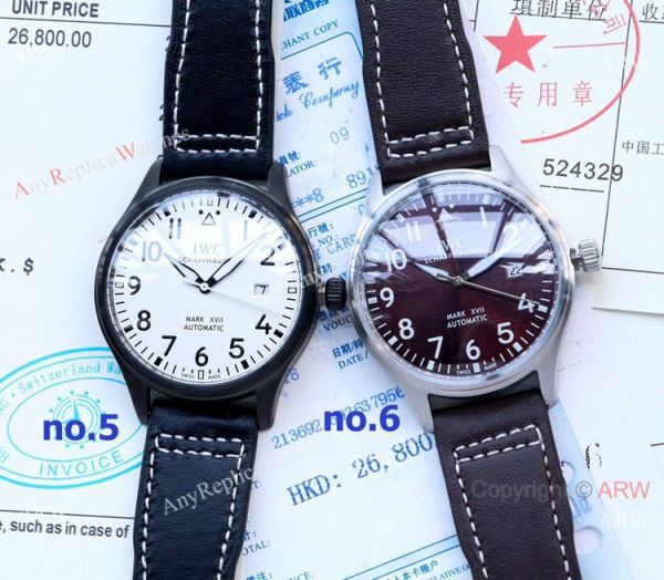 replica New IWC Mark XVIII Blue Dial Leather Strap WATCHES 4