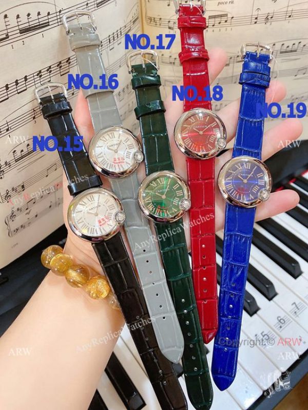 replica New Copy Cartier Ballon Blanc de Lady es Diamond Bezel Leather Strap WATCHES 4