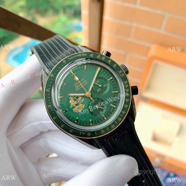 replica New Style Omega Apollo 11 Chronograph Gold Black WATCHES 4