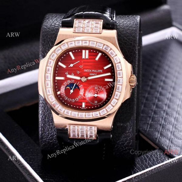replica AAA Copy Patek Philippe Nautilus Power Reserve Rose Gold Diamond Bezel WATCHES 4