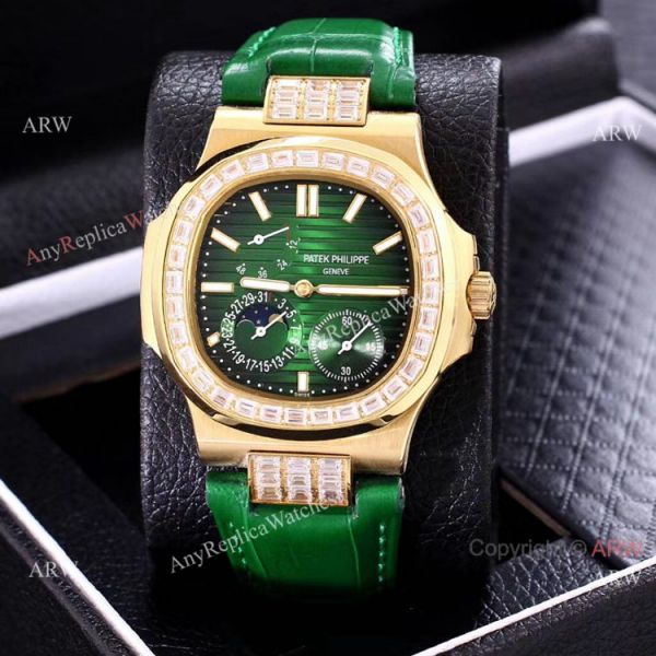 replica AAA Copy Patek Philippe Nautilus Yellow Gold Power Reserve es Diamond Bezel WATCHES 4