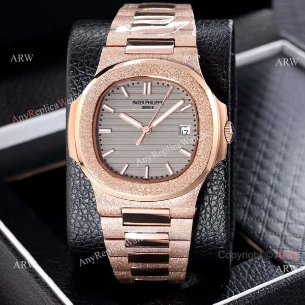replica Best Clone Patek Philippe Nautilus Frosted Rose Gold es 40mm WATCHES 4