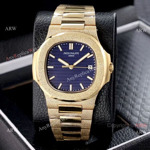 replica Copy Patek Philippe Nautilus Frosted Gold with Luminous Dial Markers WATCHES 4
