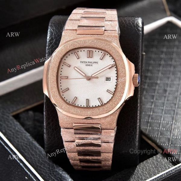 replica Patek Philippe Frosted Gold Black Frosted Dial 40mm WATCHES 4
