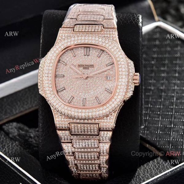replica Iced Out Patek Philippe Nautilus Automatic Wrist AAA Quality Copy WATCHES 4