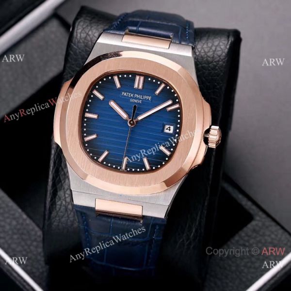 replica Best Knockoff Patek Philippe Nautilus Leather es 2-Tone Rose Gold WATCHES 4