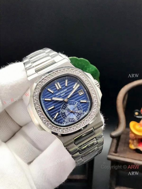 replica Patek Philippe Nautilus Stainless Steel Diamond Bezel WATCHES 4