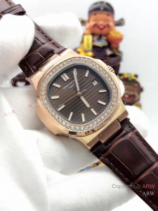 replica Patek Philippe Nautilus Diamond Bezel Rose Gold WATCHES 4
