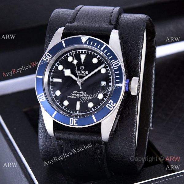 replica Clone Tudor Heritage Black Bay Automatic es Dark Red Bezel Silver Case WATCHES 4