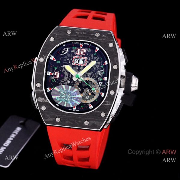 replica Best RM 62-01 Richard Mille Tourbillon Vibrating Alarm ACJ Green Rubber Band WATCHES 4
