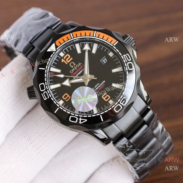 replica Swiss Quality Omega Seamaster Planet Ocean Solid Black Citizen 8215 WATCHES 4