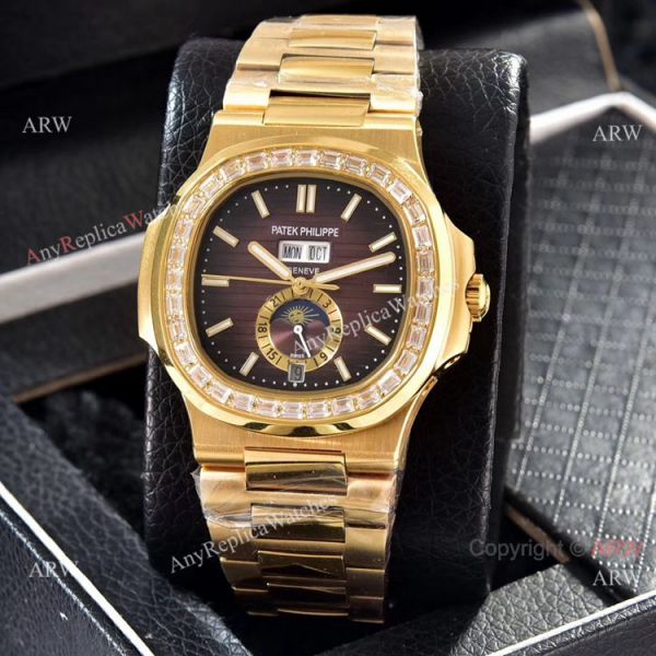 replica Wholesale Copy Patek Philippe Annual Calendar es Yellow Gold with Diamond WATCHES 4
