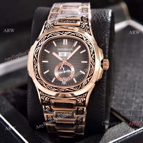 replica Patek Philippe Annual Calendar Copy es Rose Gold Engraving WATCHES 4