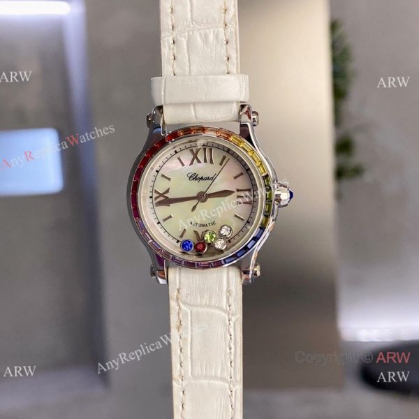 replica Chopard Happy Sport 30 Rainbow bezel 2-Tone Rose Gold WATCHES 4