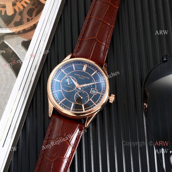 replica High Quality Patek Philippe Moonphase Two Tone Rose Gold Black es 40mm WATCHES 5
