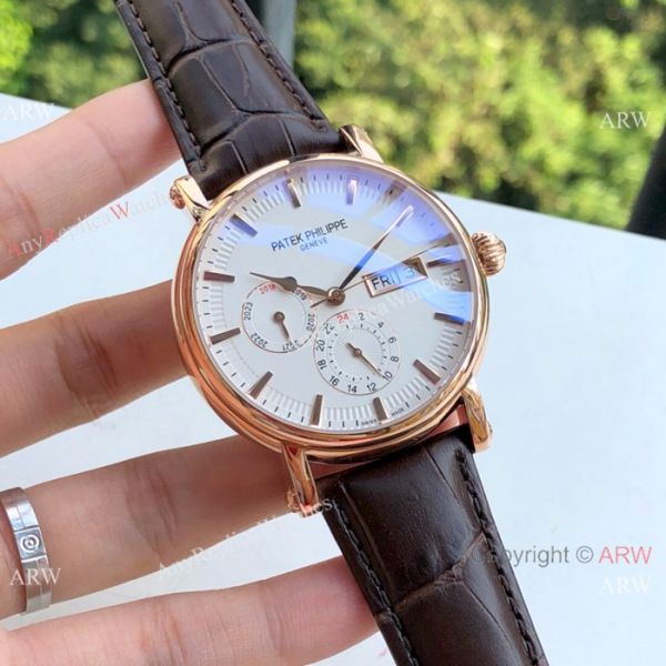 replica Copy Patek Philippe Geneve Day-date 43mm SS White Dial WATCHES 5