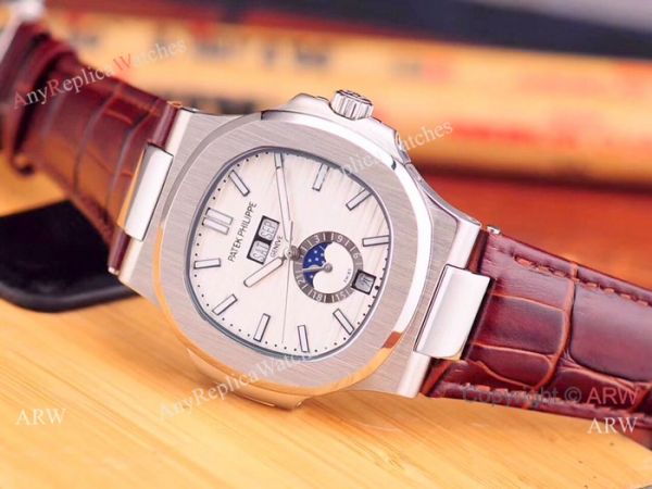 replica Fake Patek Philippe Nautilus Annual Calendar Man Stainless Steel Blue Face WATCHES 5