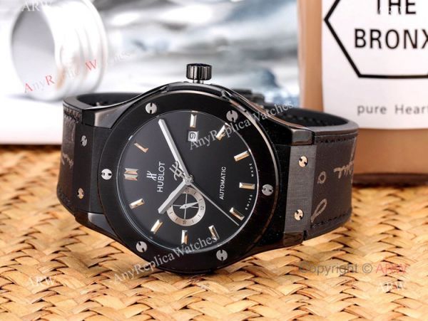 replica Copy Hublot Classic Fusion Men Black Plated Silver Dial WATCHES 5