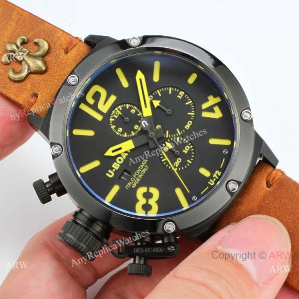replica Buy U-Boat Classico U-72 Blacksteel Men es 50mm WATCHES 5