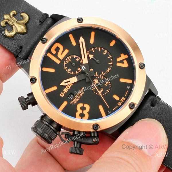replica U Boat Classico U-72 Rose Gold Bezel Black Dial WATCHES 5