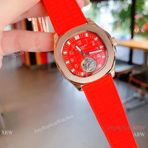 replica Copy Patek Philippe Tourbillon Black Rubber Strap es Women Size WATCHES 5