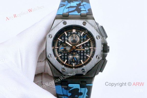 replica Clone Audemars Piguet Royal Oak Offshore 45mm es Brown Face Camouflage strap WATCHES 5