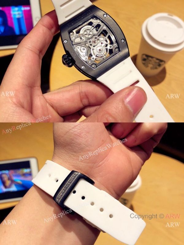 replica Richard Mille Knock off RM 17-01 es Black Case White Rubber Strap WATCHES 5