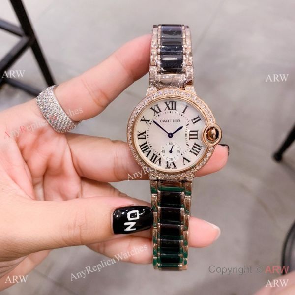 replica Cartier Ballon Bleu de 36mm Quartz Black Ceramic Silver WATCHES 5