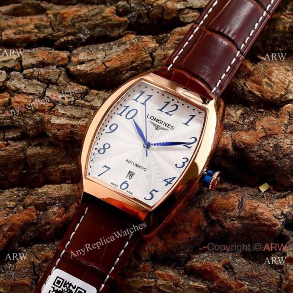 replica Copy Longines Evidenza Men es Black Dial Black Leather Strap WATCHES 5