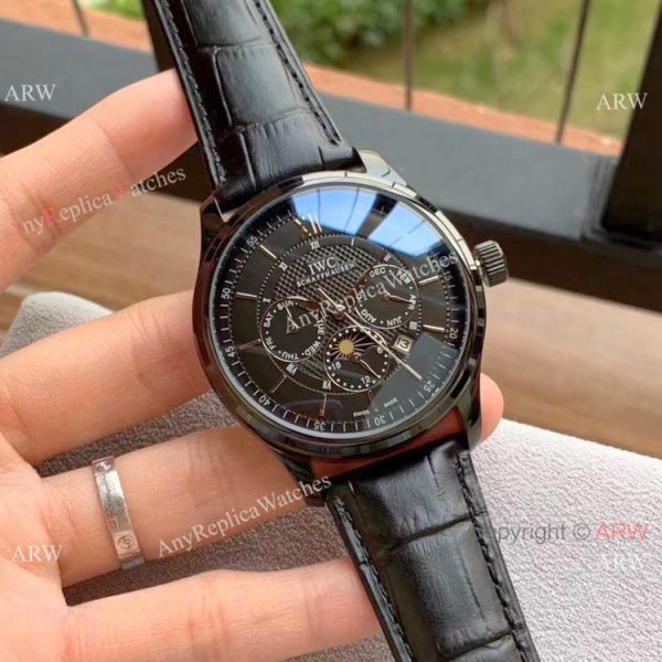 replica IWC Portugieser Annual Calendar es White Dial Black Leather Strap WATCHES 5
