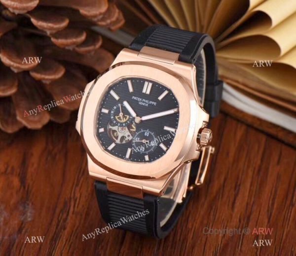 replica Copy Patek Philippe Nautilus Flying Tourbillon 42mm White Rubber Band WATCHES 5