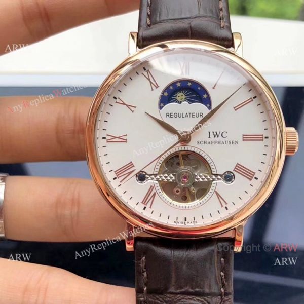 replica IWC Tourbillon Moonphase Portofino SS White Dial es High Quality China WATCHES 5