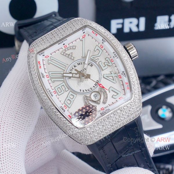 replica Best Franck Muller Vanguard Yachting v45 Diamond Rose Gold Dial es WATCHES 5