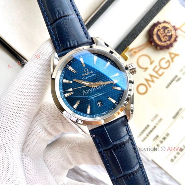 replica Best Quality Omega Seamaster Aqua Terra Copy es Brown Leather Strap WATCHES 5