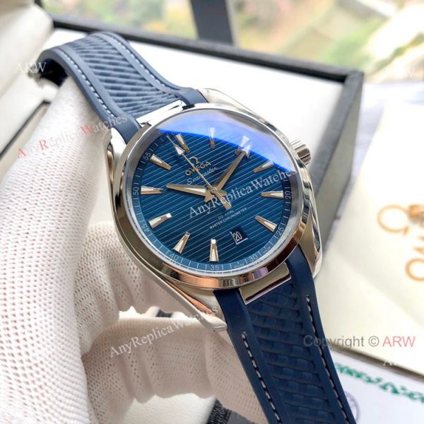 replica Copy Omega Aqua Terra 150M es SS Gray Dial Blue Markers WATCHES 5
