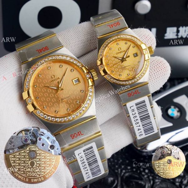 replica Copy Omega Constellation Logo Face Automatic Omega Couple WATCHES 5