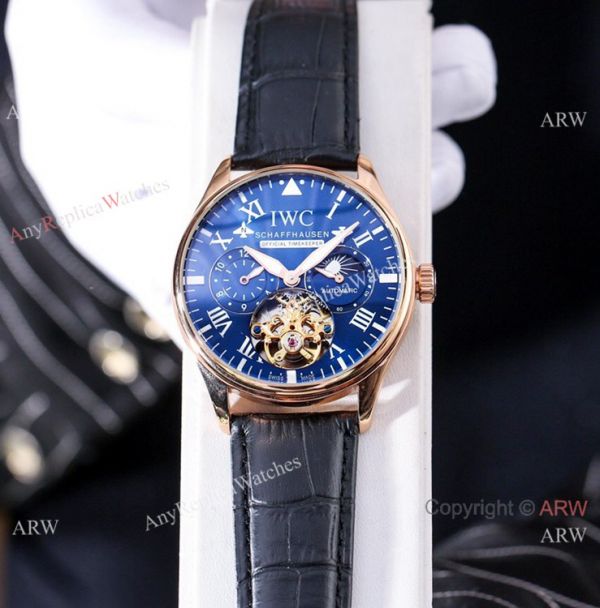 replica New IWC Schaffhausen Complications Men White Dial Brown Leather Strap WATCHES 5