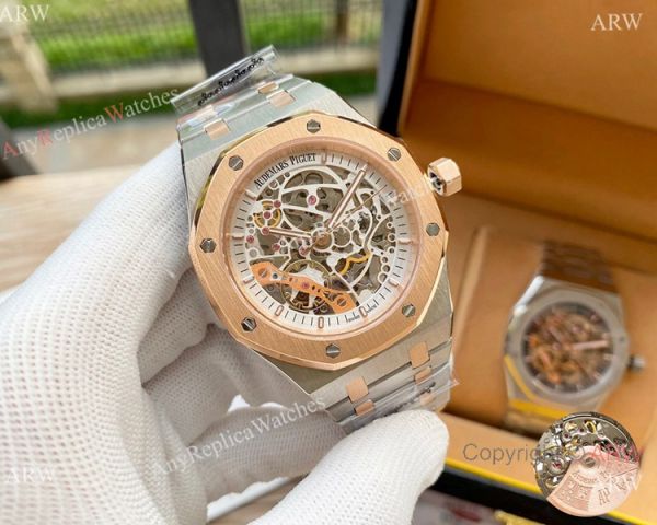 replica Audemars Piguet Skeleton Royal Oak es Two Tone Rose Gold WATCHES 5