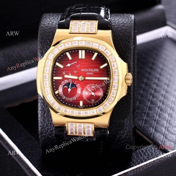 replica AAA Copy Patek Philippe Nautilus Yellow Gold Power Reserve es Diamond Bezel WATCHES 5
