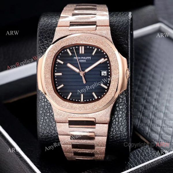 replica Best Clone Patek Philippe Nautilus Frosted Rose Gold es 40mm WATCHES 5