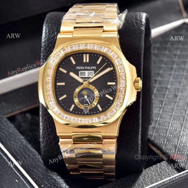 replica Wholesale Copy Patek Philippe Annual Calendar es Yellow Gold with Diamond WATCHES 5