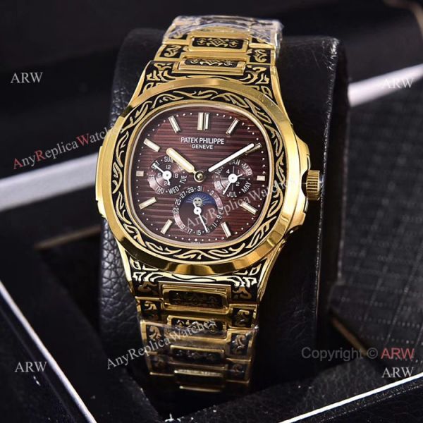 replica Knockoff Patek Philippe 5740 Nautilus Yellow Gold Engraving 40mm WATCHES 5