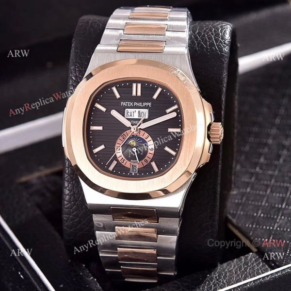 replica Copy Patek Philippe Annual Calendar es 39.5mm 2-Tone Rose Gold WATCHES 5