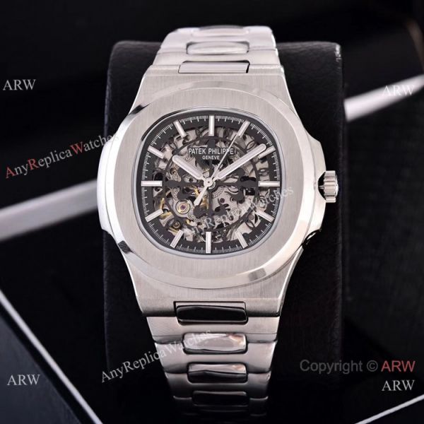 replica Faux Patek Philippe Nautilus Skeleton es Stainless Steel Case WATCHES 5
